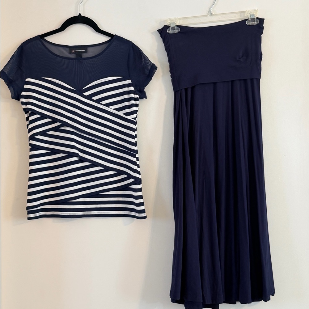 INC International Concepts Navy and White Skirt Set Size S